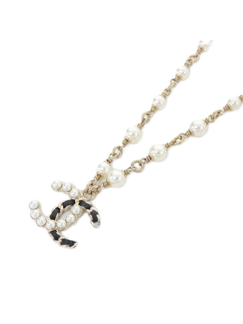 Chanel Pendant Necklace Leather Black #287962C18B